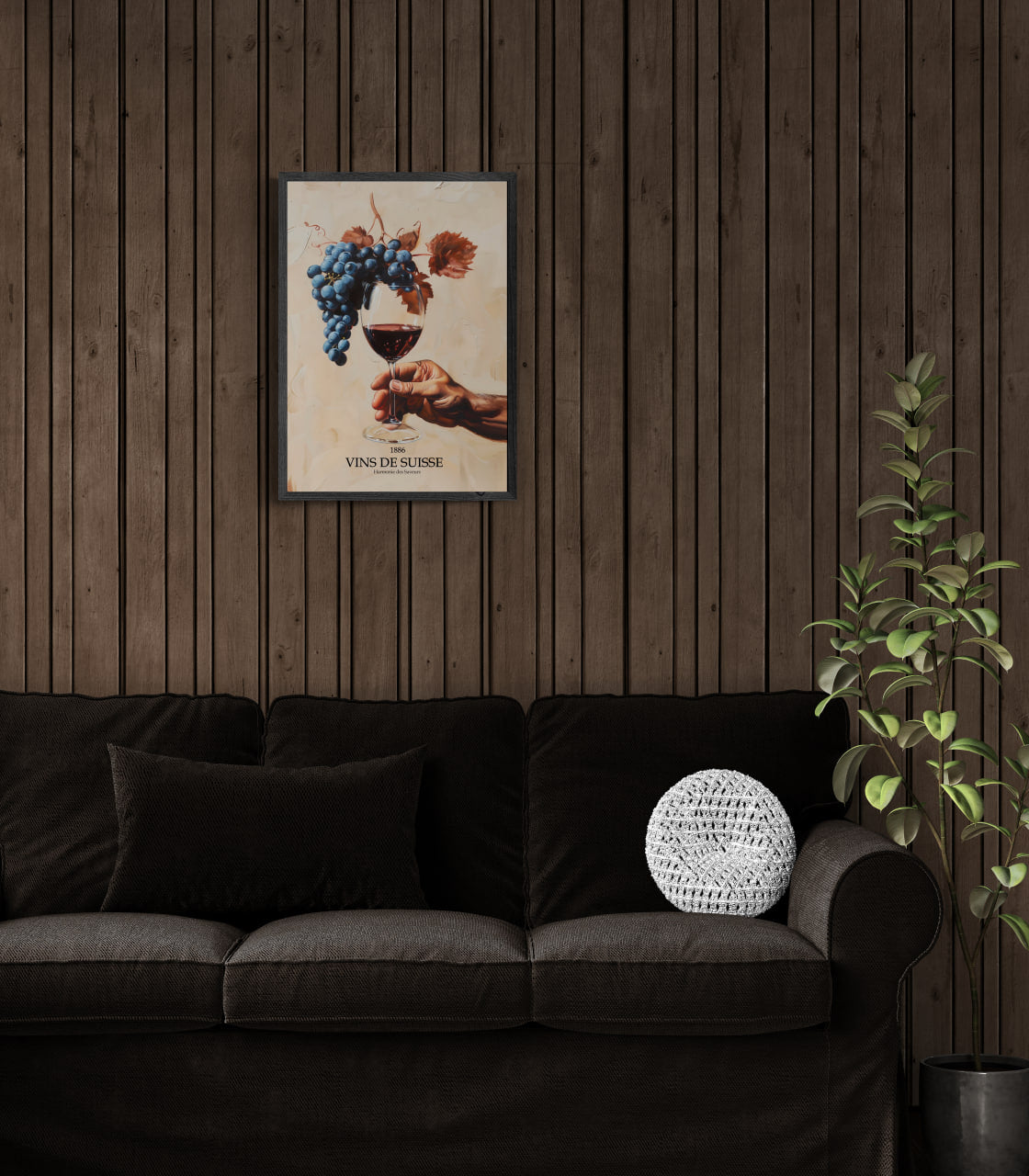Before being in the glass - Poster featuring a hand holding a wine glass and grapes, perfect wall art for modern minimalist interiors.