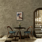 Before being in the glass - Poster displayed above a modern dining table with two chairs in an elegant interior.