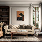 Stylish living room featuring the Bern Silhouette - Poster above a beige sofa, enhancing modern interior design.