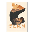 Bern – Spirit of the Bear - Poster featuring a bear silhouette with warm mountain scenery and historic Bern architecture.