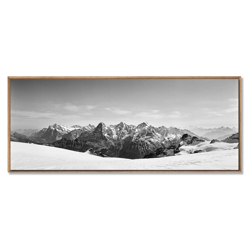 Bernese Alps Endless Horizon – Alu-Dibond wall art featuring a panoramic view of snow-covered peaks.