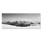 Bernese Alps Endless Horizon – Alu-Dibond wall art showcasing stunning mountain panorama in black and white.