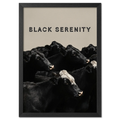 Black Serenity - Poster featuring black cows in a calm and modern composition against a neutral background.