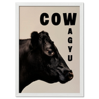 Cow Wagyu - Poster featuring a black Wagyu cow portrait with bold typography in a modern style.