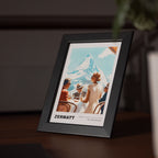 Breakfast in Zermatt – Édition Petite framed print featuring a scenic view of Zermatt and people enjoying a moment.
