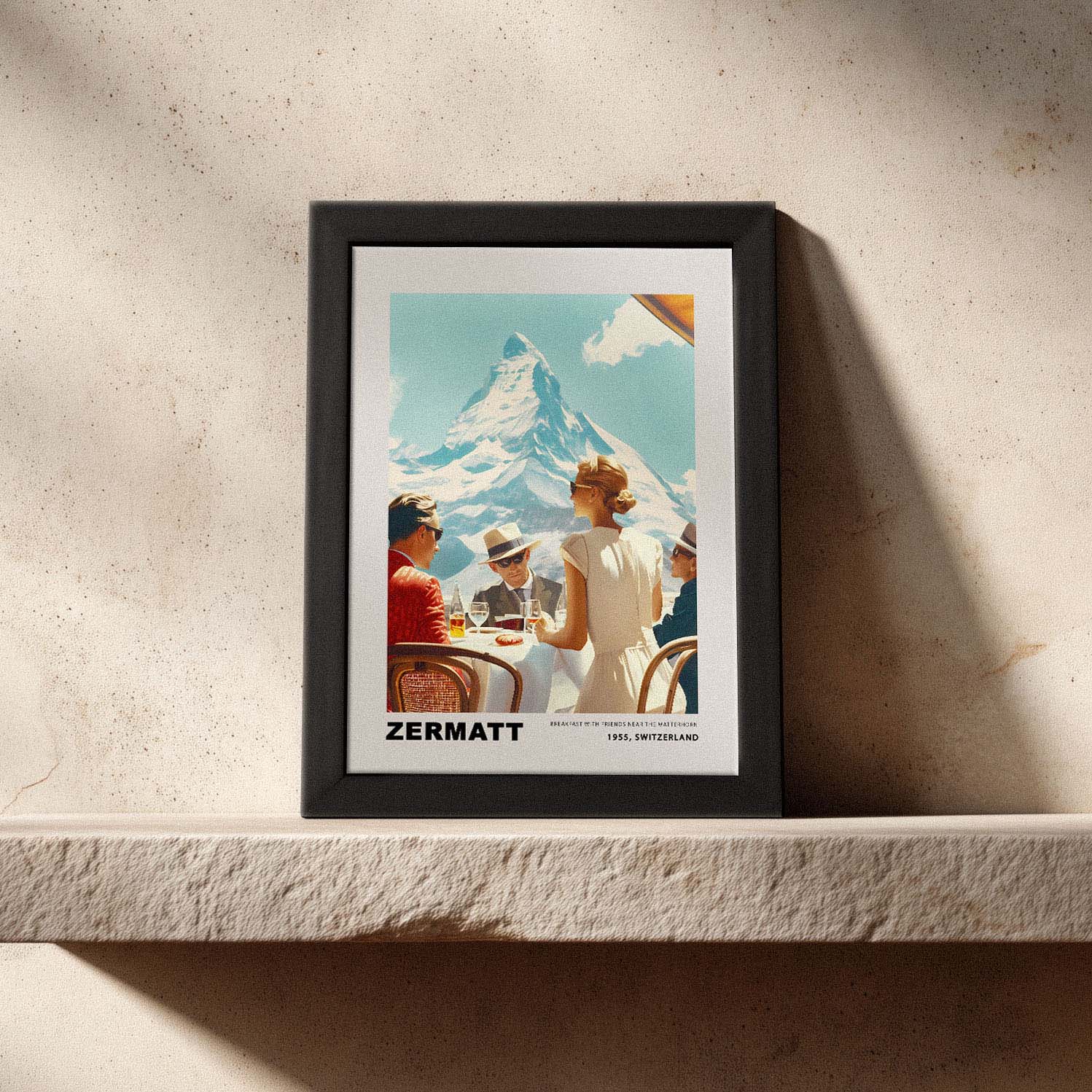 Breakfast in Zermatt – Édition Petite framed print featuring a scenic view of Zermatt.