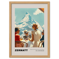 Breakfast in Zermatt - Poster featuring friends having breakfast with the Matterhorn in the background.