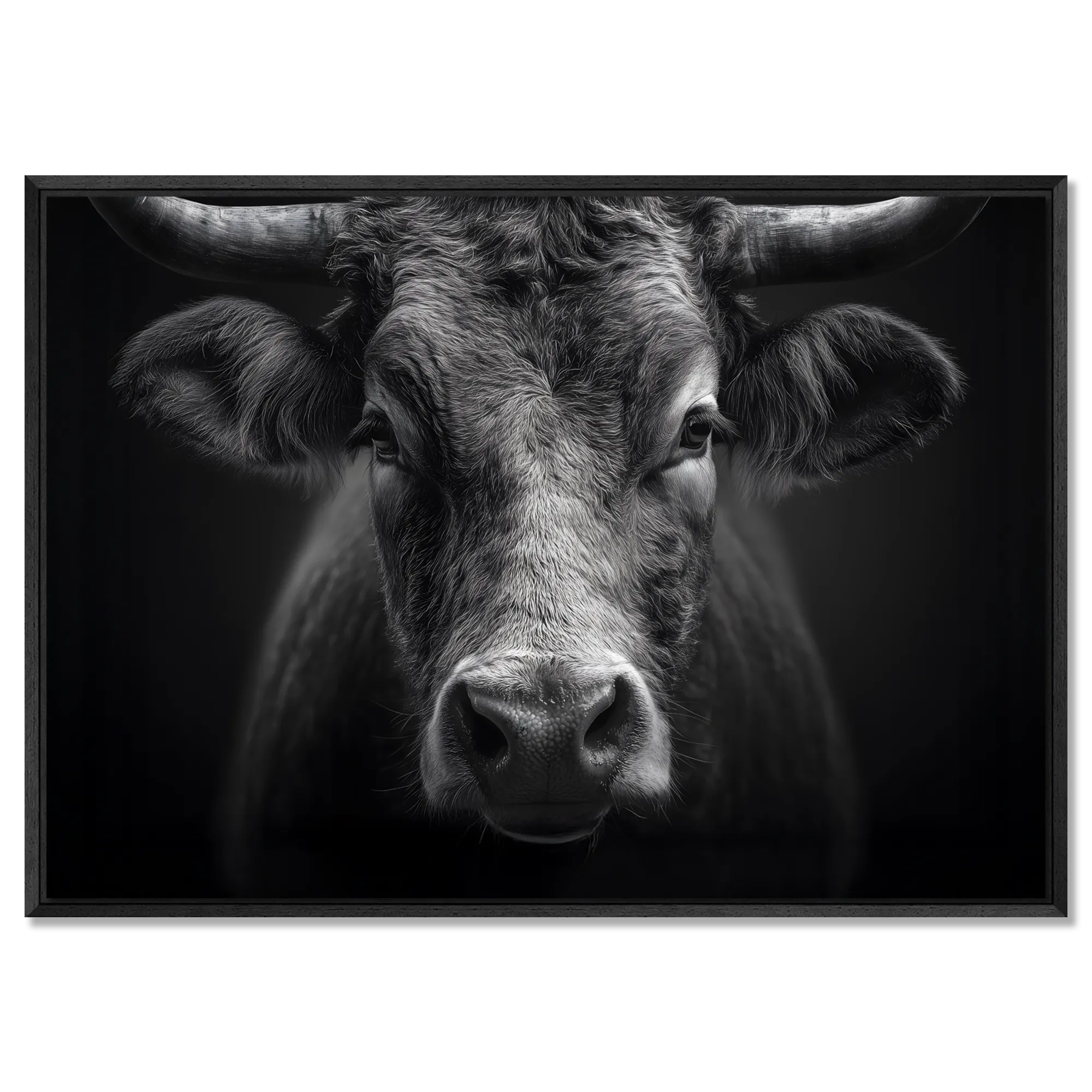 Presence of a bull - Alu-Dibond wall art featuring a powerful mountain bull's gaze.