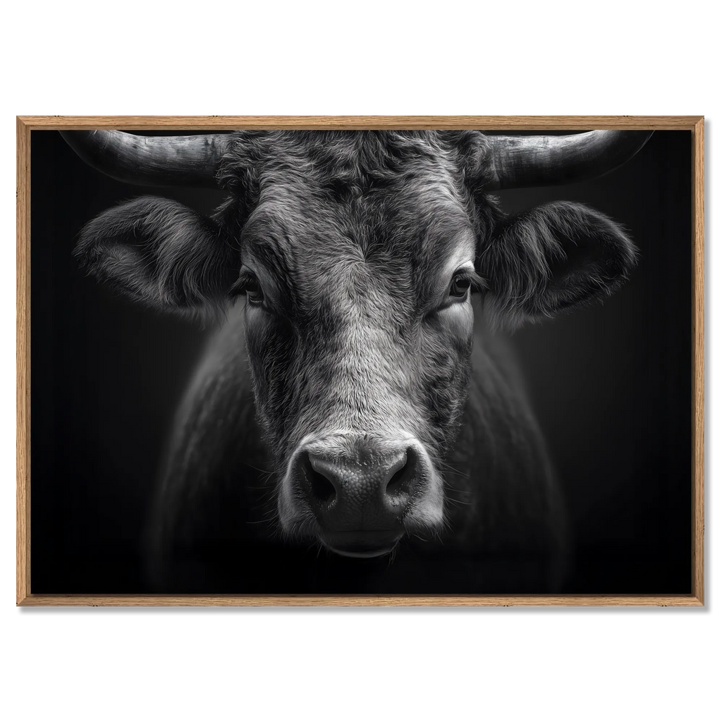 Presence of a bull - Alu-Dibond wall art showcasing a powerful mountain bull in stunning detail.