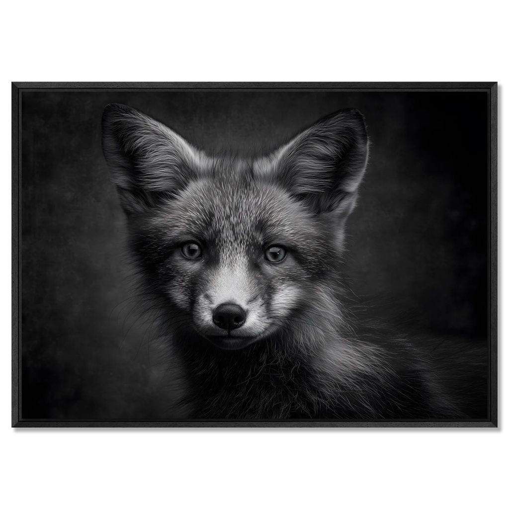 Charm of a fox - Alu-Dibond wall art featuring a close-up of a fox's calm gaze and elegant fur details.