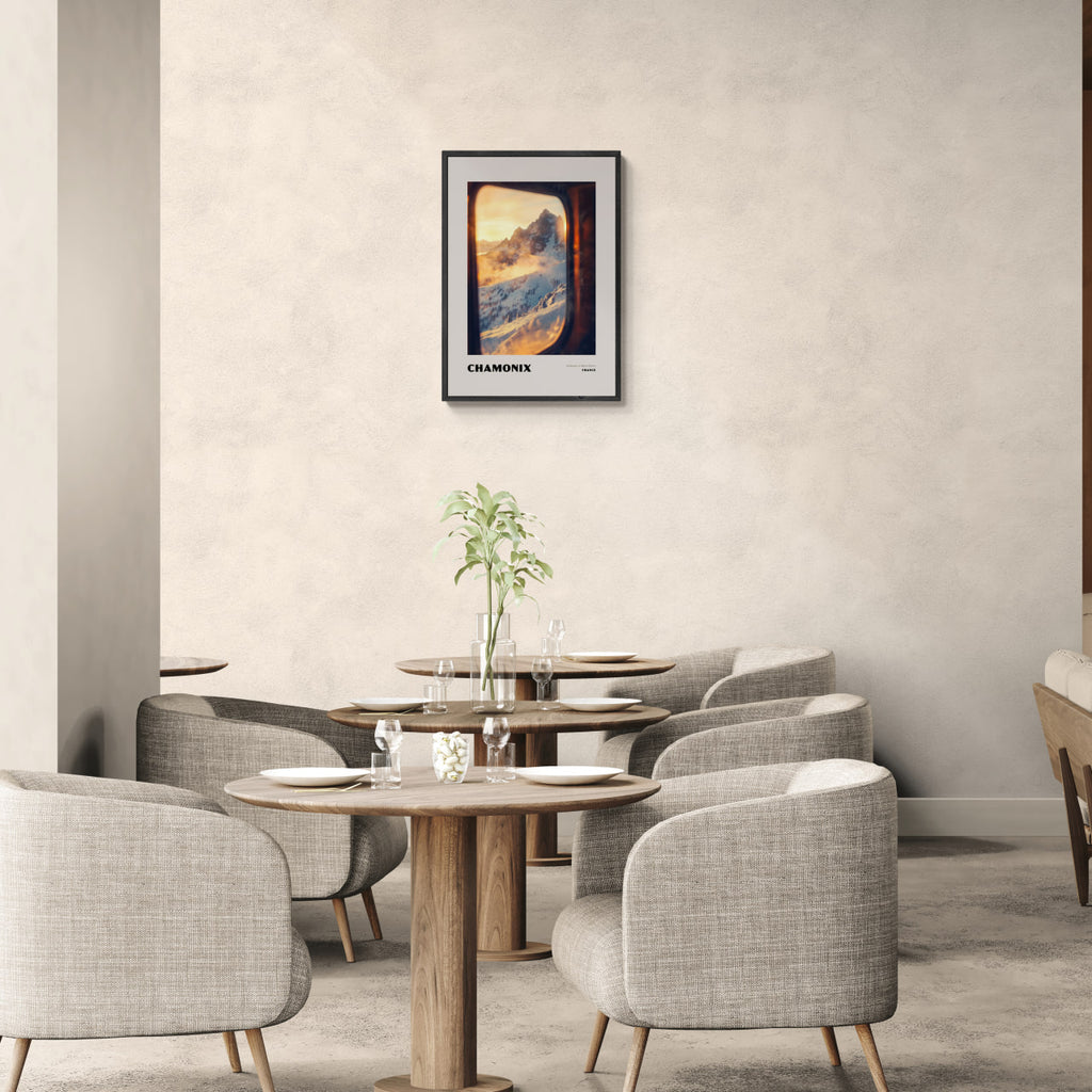 Chamonix - Gateway to Mont Blanc - Poster displayed in a modern dining area, enhancing the stylish decor.