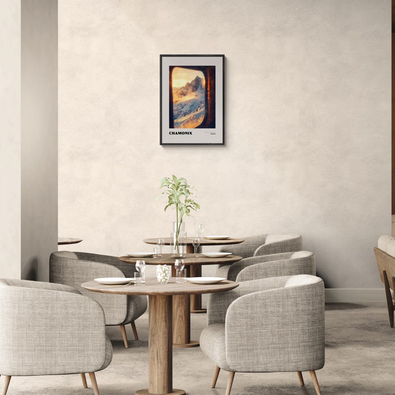 Chamonix - Gateway to Mont Blanc - Poster displayed in a modern dining area, enhancing the stylish decor.