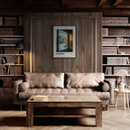 Chamonix - Gateway to the Mont Blanc Massif - Poster displayed in a cozy, modern living room with wooden decor.