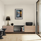 Chamonix - Gateway to the Mont Blanc Massif - Poster displayed in modern interior featuring minimalist furniture.