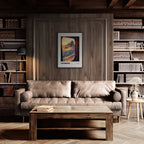Chamonix - Gateway to Mont Blanc - Poster displayed in a cozy living room with wooden decor and bookshelves.