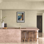 Chamonix - The Heart of the French Alps - Poster framed in a modern kitchen setting, showcasing stylish wall art.