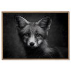 Charm of a fox - Alu-Dibond wall art featuring a captivating fox portrait in black and white.