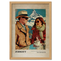 Coffee for Two,Zermatt - Poster featuring a stylish couple enjoying coffee with the Matterhorn in the background.