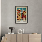 Coffee for Two,Zermatt - Poster featuring a stylish couple with Matterhorn in a vintage 1960s travel-poster style.