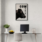 Cow Wagyu - Poster featuring a stylish portrait of a black Wagyu cow in minimalist decor.