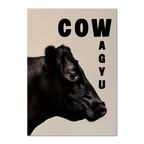 Cow Wagyu - Poster featuring a detailed side portrait of a black Wagyu cow on a minimalist background.