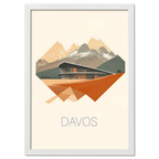 Davos – Geometric Harmony - Poster showcasing modern geometric design with mountain peaks and contemporary architecture.