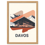 Davos – Glass & Snow - Poster featuring modern architectural design with mountains in a stylish composition.