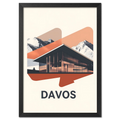 Davos – Glass & Snow - Poster featuring a modern glass building with mountains in the background and a contemporary design.