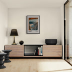 Davos - 1560m Above Sea Level - Poster framed in a modern living room setting with elegant decor.
