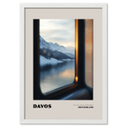 Davos - One Look, and You’re Back Again - Poster, a serene winter view from a train window, wall art
