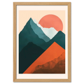 Davos – Winter Retreat - Poster featuring a serene winter mountain scene with warm terracotta hills and cool blue peaks.