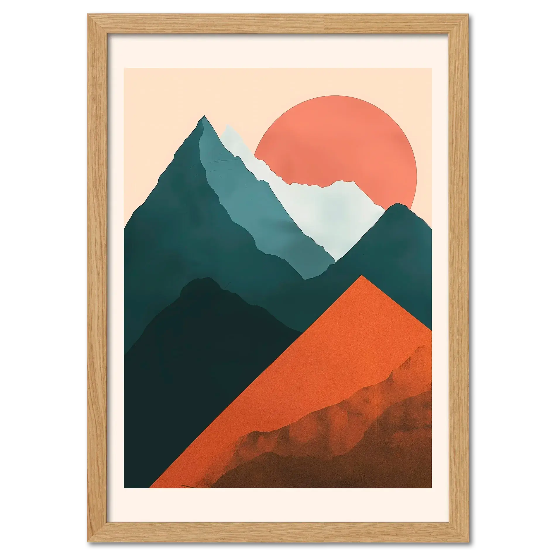 Davos – Winter Retreat - Poster featuring a serene winter mountain scene with warm terracotta hills and cool blue peaks.