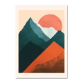 Davos – Winter Retreat - Poster featuring modern winter mountain scene with a sunset and terracotta hills.