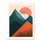 Davos – Winter Retreat - Poster featuring modern winter mountain scene with a sunset and terracotta hills.