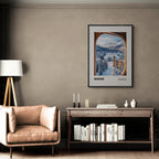Davos - A View That Stays With You - Poster displayed in a cozy living room as stylish wall art.