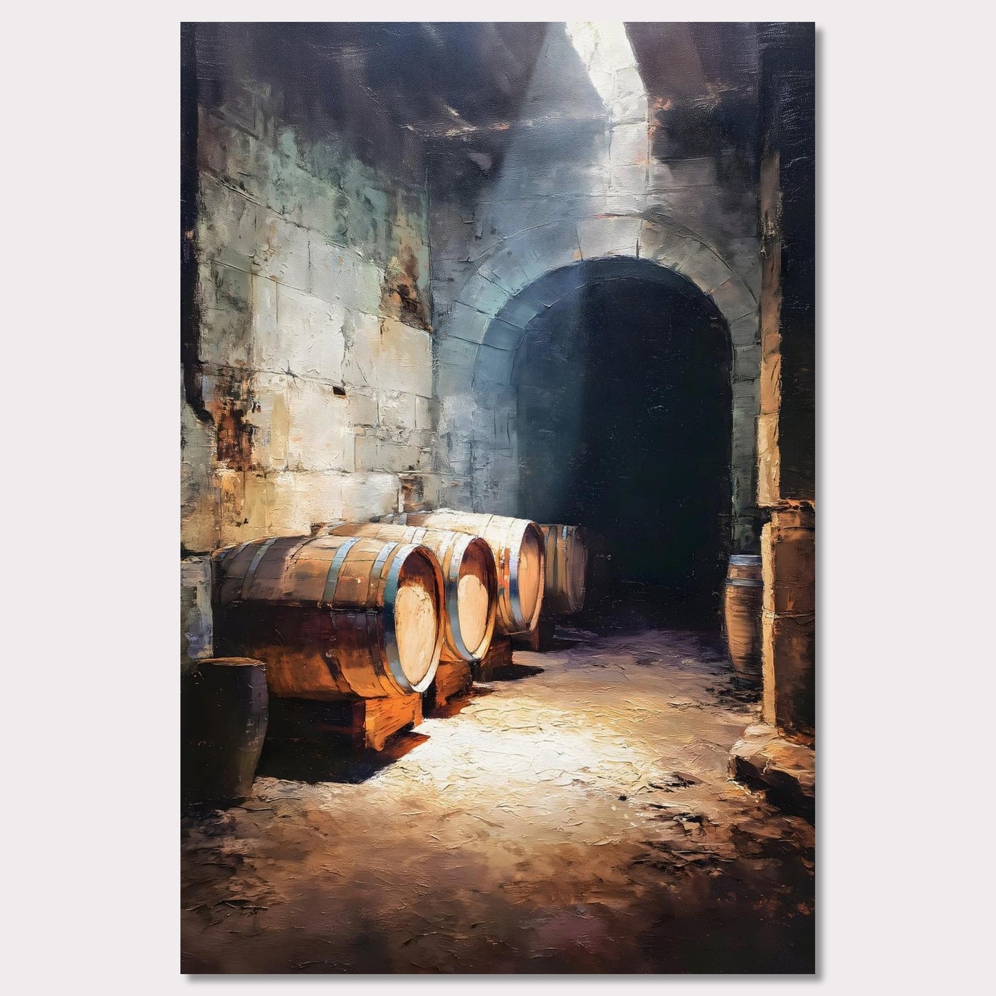 Poster titled 'Barrels Below, Alpine Cellar' from ArtDarts