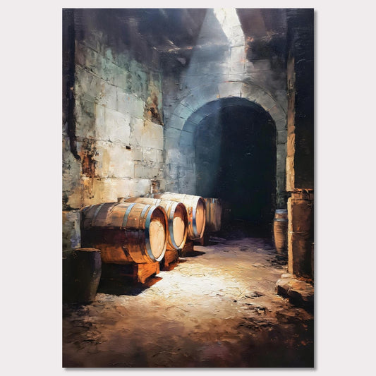 Poster titled 'Barrels Below, Alpine Cellar' from ArtDarts