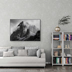 Echo of Stone – Alu-Dibond wall art displayed above a modern sofa in a stylish living room.