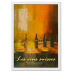 Wine evening - Poster featuring shadowy silhouettes of wine bottles and glasses on a softly lit table.