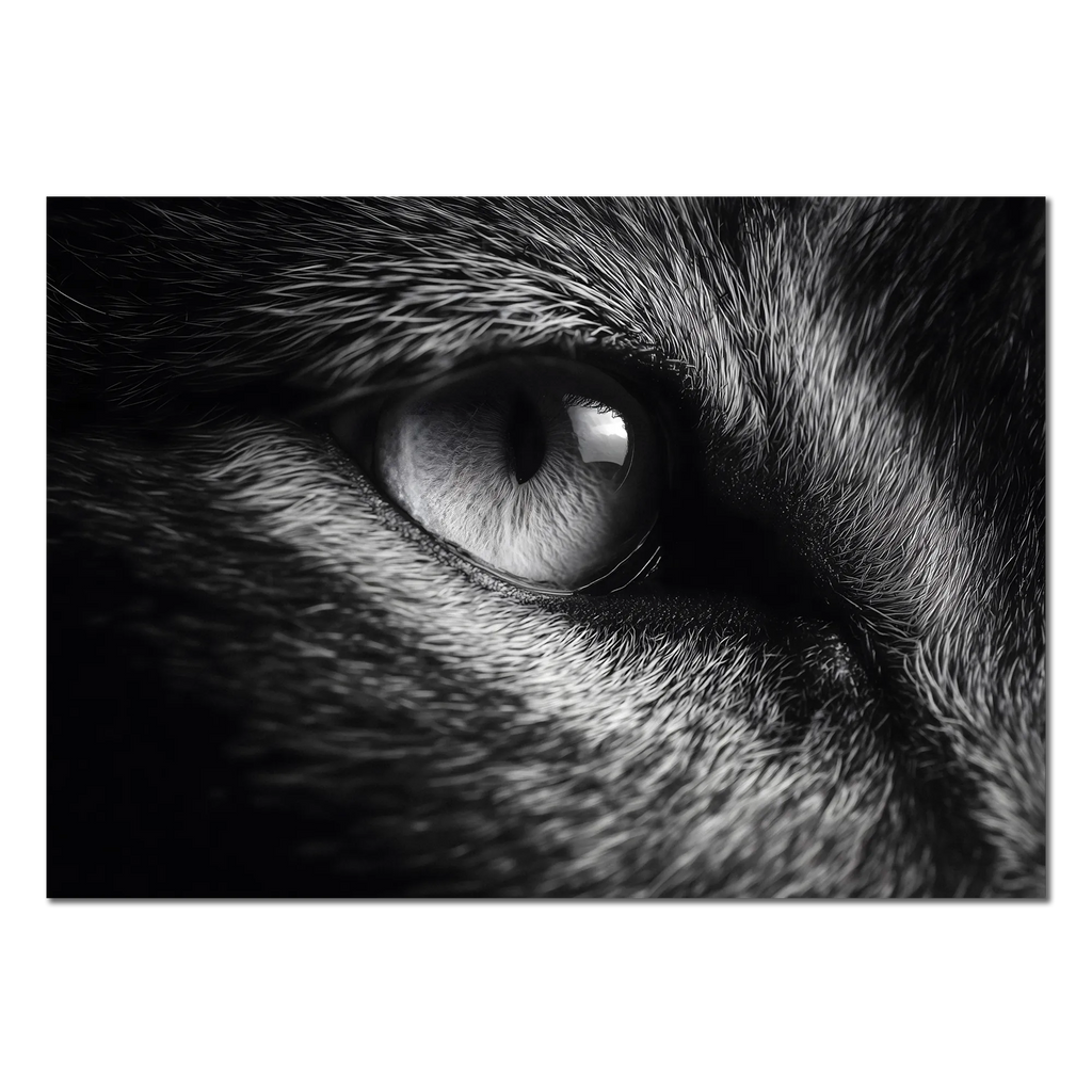 Eye of a Fox – Alu-Dibond wall art capturing detailed fox eye and fur features.