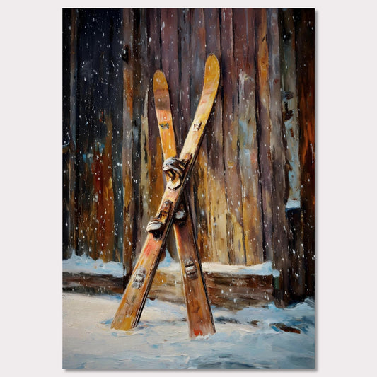 Poster titled 'Old Skis, Alpine Shed' from ArtDarts