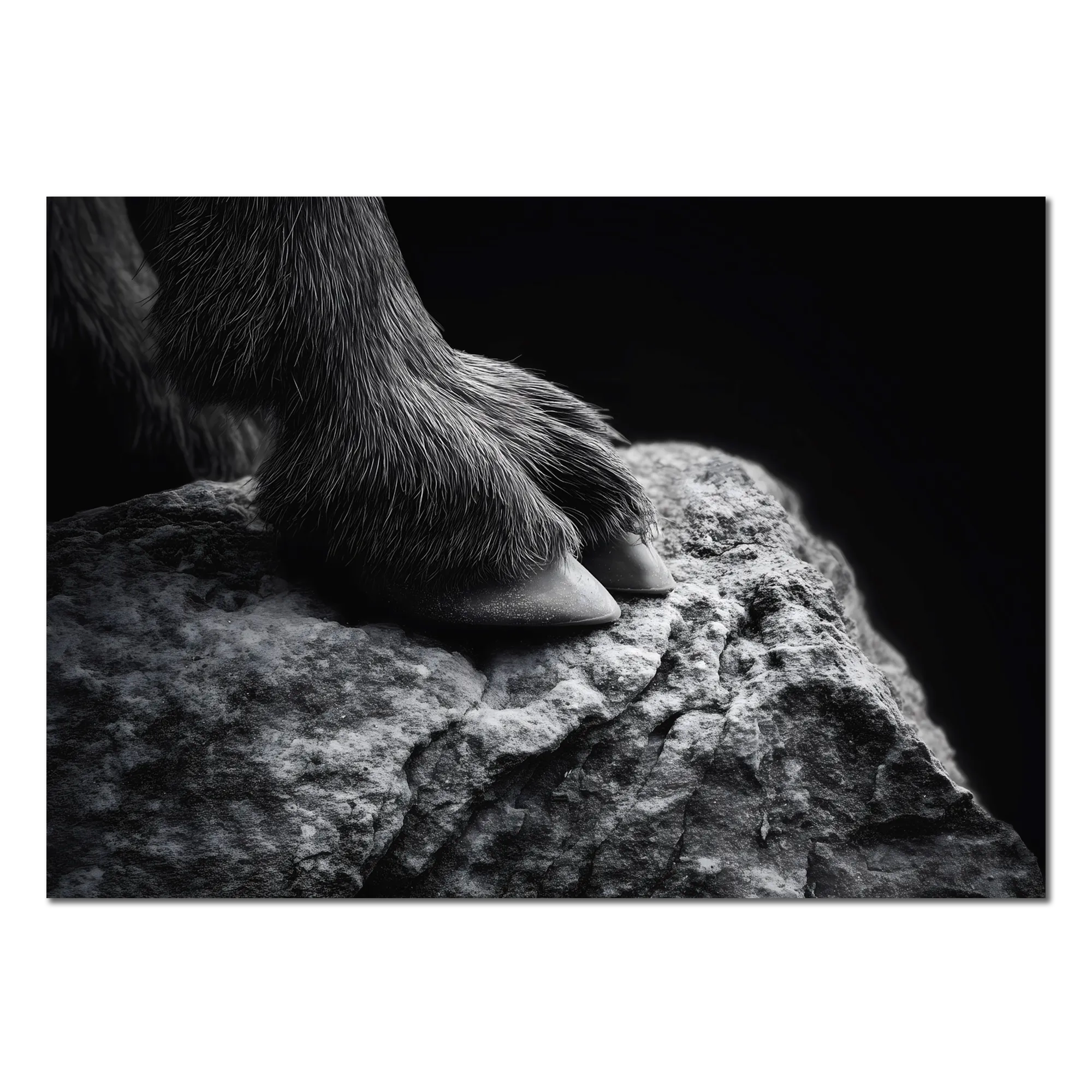 Footing of a Goat – Alu-Dibond wall art showcasing the sure footing of a mountain goat on a stone.