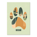Footprints of Tradition - Poster featuring a stylized bear paw print with illustrations of Bern's village scenes.