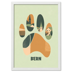 Footprints of Tradition - Poster featuring a bear paw print filled with illustrated scenes of Bern.