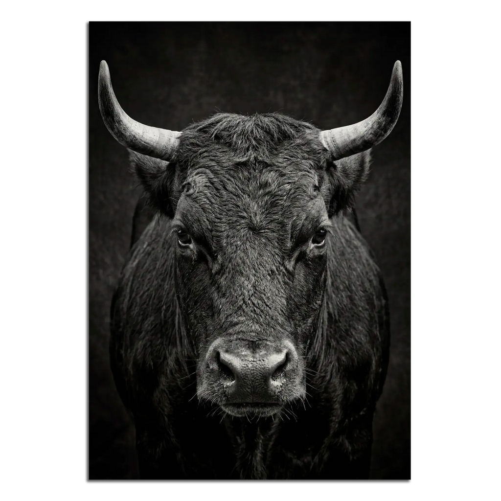 Fury of an Hérens cow depicted in stunning detail, highlighting its raw power as Alpine Wall Art.