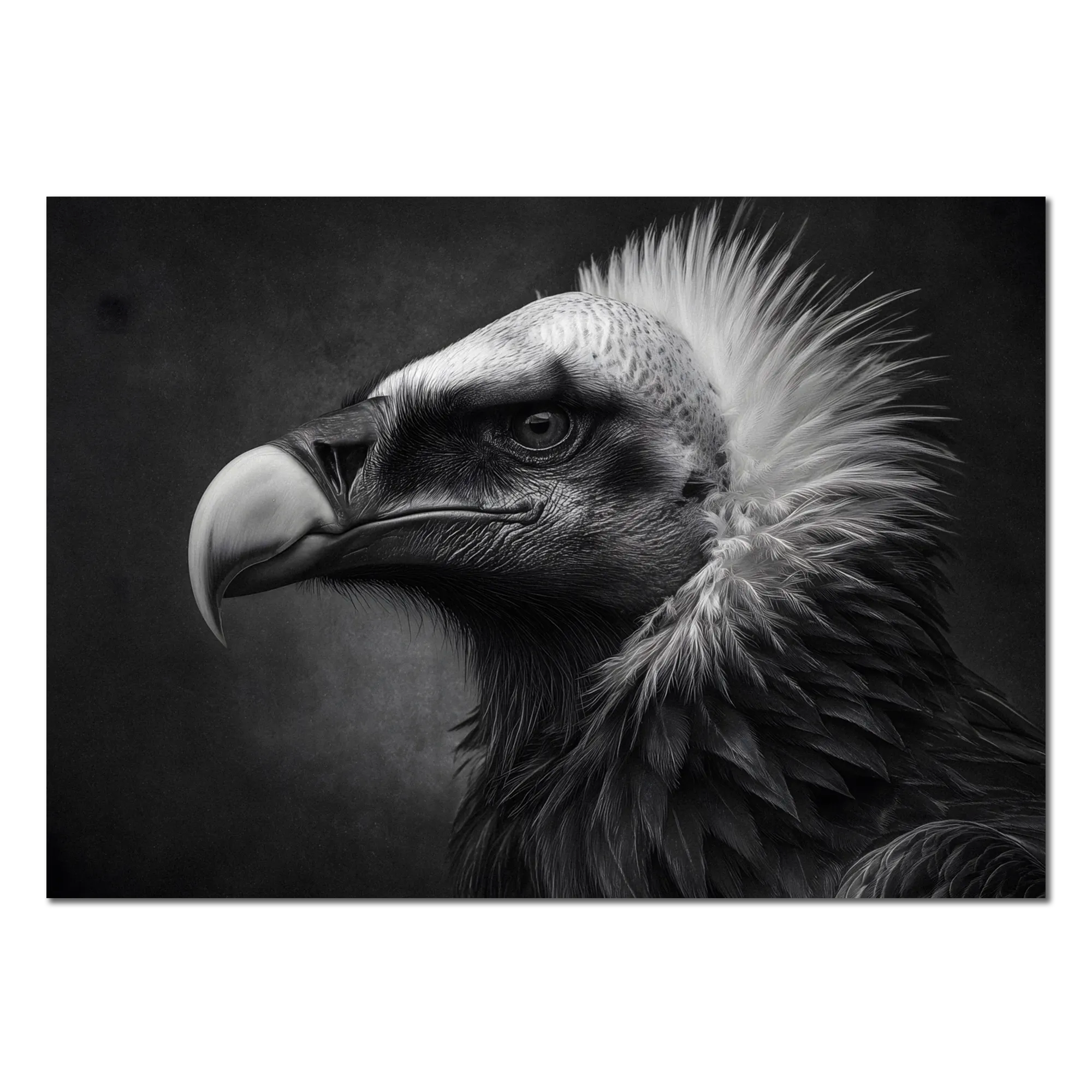 Gaze of a vulture - Alu-Dibond wall art captures the intense, majestic gaze of a vulture in stunning detail.