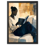 Girl reading a book - Poster, artwork of a woman reading in a cozy setting, perfect wall art for modern interiors.