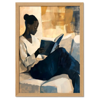 Girl reading a book - Poster, artwork of a woman reading in a cozy interior, perfect wall art for modern spaces.