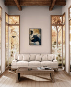 Girl reading a book - Poster showcased in a cozy modern living room with bright natural light.