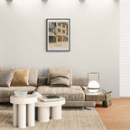 Gstaad – Luxury Shopping District - Poster displayed in modern living room, showcasing elegant alpine architecture and stylish decor.